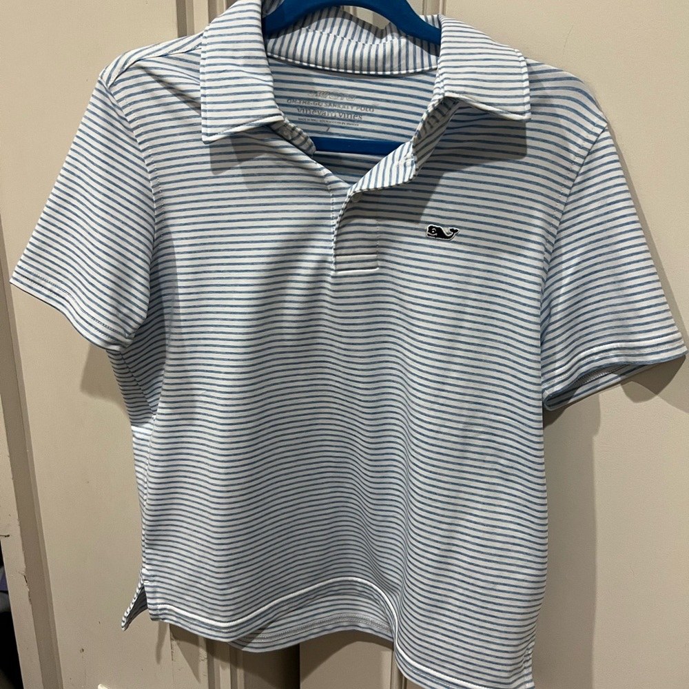 Vineyard Vines White and Blue Striped Polo Shirt